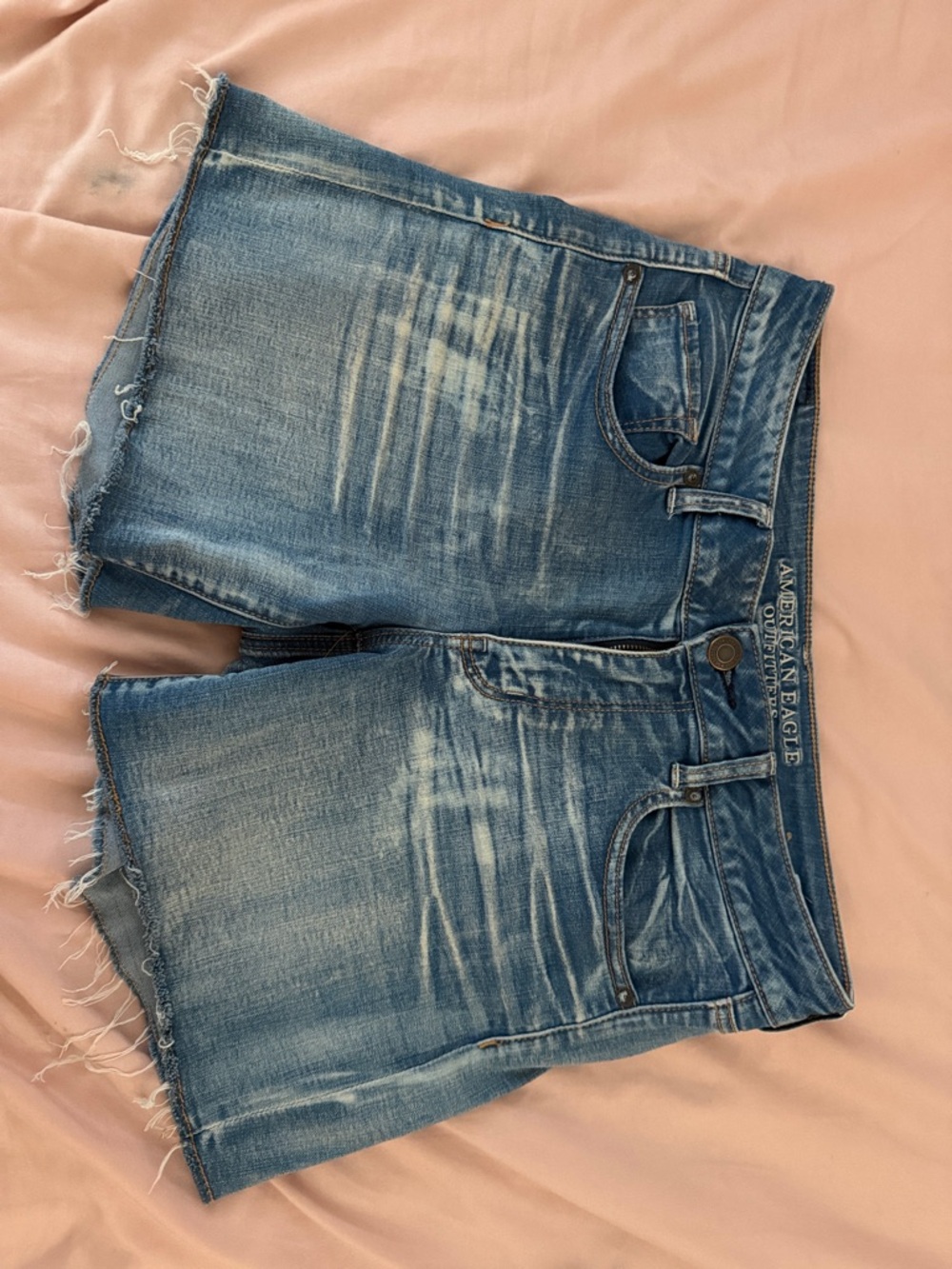 American Eagle Distressed Denim Cutoff Shorts - Light Blue